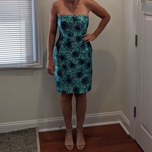 J Crew Collection strapless silk party dress. Green. Excellent condition. Size 4